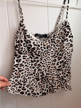 Sweet Rain Leopard Print Spaghetti Strap Cami - White, Black, Brown